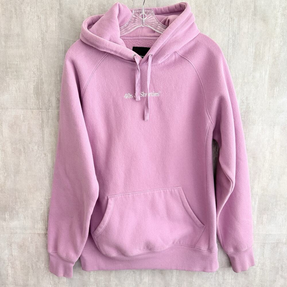 40s & Shorties Hoodie Mens M Pink/Lavender Pullover Embroidered Streetwear Skate